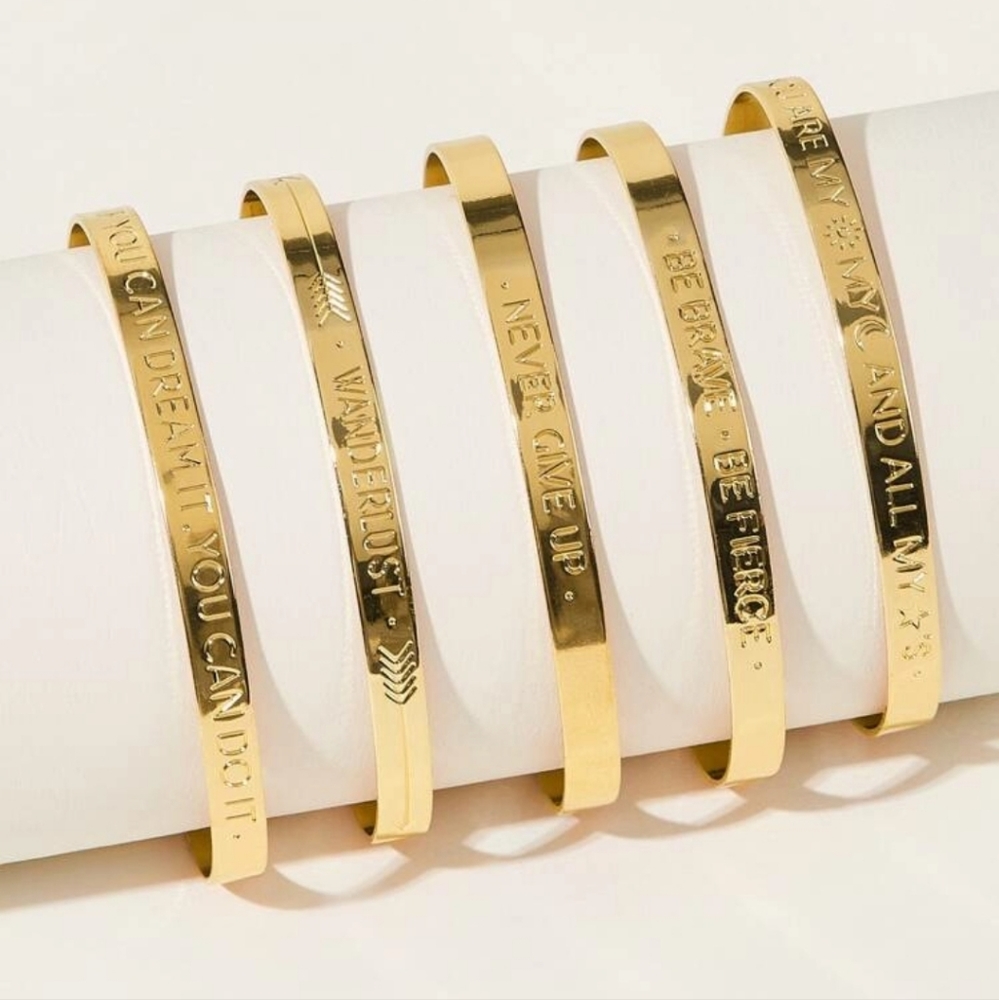 5 PIECE GOLD INSPIRATIONAL CUFF BRACELET SET Cute Gift‎